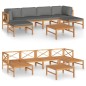vidaXL Set de muebles de jardín 7 pzas madera de teca y cojines gris vidaXL Set de muebles de jardín 7 pzas madera de teca y cojines gris
