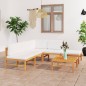 vidaXL Set de muebles de jardín 6 pzas madera de teca y cojines crema vidaXL Set de muebles de jardín 6 pzas madera de teca y cojines crema