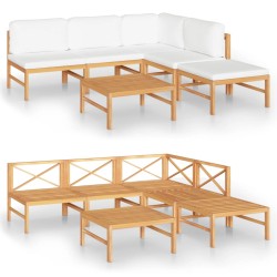 vidaXL Set de muebles de jardín 6 pzas madera de teca y cojines crema