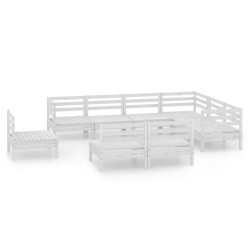 vidaXL Juego de muebles de jardín 9 piezas madera maciza pino blanco