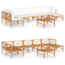 vidaXL Set de muebles de jardín 8 pzas madera de teca y cojines crema