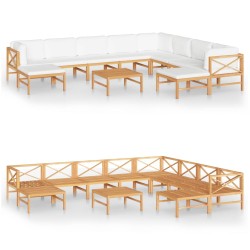 vidaXL Set de muebles de jardín 11 pzas madera de teca y cojines crema