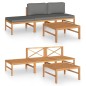 vidaXL Set de muebles de jardín 4 pzas madera de teca y cojines gris vidaXL Set de muebles de jardín 4 pzas madera de teca y cojines gris