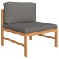 vidaXL Set de muebles de jardín 4 pzas madera de teca y cojines gris vidaXL Set de muebles de jardín 4 pzas madera de teca y cojines gris