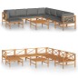 vidaXL Set de muebles de jardín 9 pzas madera de teca y cojines gris vidaXL Set de muebles de jardín 9 pzas madera de teca y cojines gris