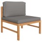 vidaXL Set de muebles de jardín 9 pzas madera de teca y cojines gris vidaXL Set de muebles de jardín 9 pzas madera de teca y cojines gris