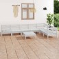 vidaXL Juego de muebles de jardín 8 piezas madera maciza pino blanco vidaXL Juego de muebles de jardín 8 piezas madera maciza pino blanco