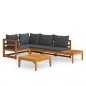 vidaXL Set muebles de jardín 4 pzas cojines gris oscuro madera acacia vidaXL Set muebles de jardín 4 pzas cojines gris oscuro madera acacia