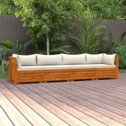 vidaXL Sofá de jardín de 4 plazas con cojines madera maciza de acacia