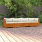 vidaXL Sofá de jardín de 4 plazas con cojines madera maciza de acacia