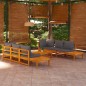 vidaXL Set muebles de jardín 5 pzas cojines gris oscuro madera acacia vidaXL Set muebles de jardín 5 pzas cojines gris oscuro madera acacia