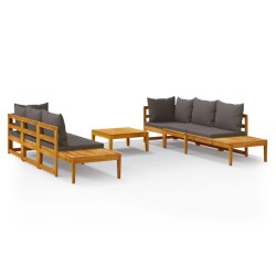 vidaXL Set muebles de jardín 5 pzas cojines gris oscuro madera acacia