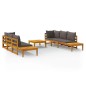 vidaXL Set muebles de jardín 5 pzas cojines gris oscuro madera acacia vidaXL Set muebles de jardín 5 pzas cojines gris oscuro madera acacia