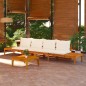 vidaXL Bancos de jardín con cojines blanco crema 2 uds madera acacia