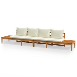 vidaXL Bancos de jardín con cojines blanco crema 2 uds madera acacia