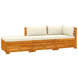 vidaXL Muebles de jardín 3 piezas con cojines madera maciza de acacia 