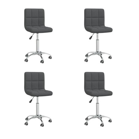 vidaXL Sillas de comedor giratorias 4 unidades tela gris oscuro