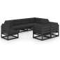 vidaXL Muebles de jardín 8 pzas y cojines madera maciza pino vidaXL Muebles de jardín 8 pzas y cojines madera maciza pino