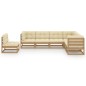 vidaXL Set de muebles de jardín 7 pzs cojines madera pino marrón miel