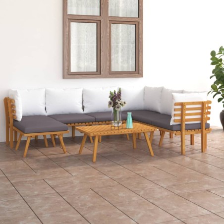 vidaXL Muebles de jardín 8 piezas con cojines madera maciza de acacia 