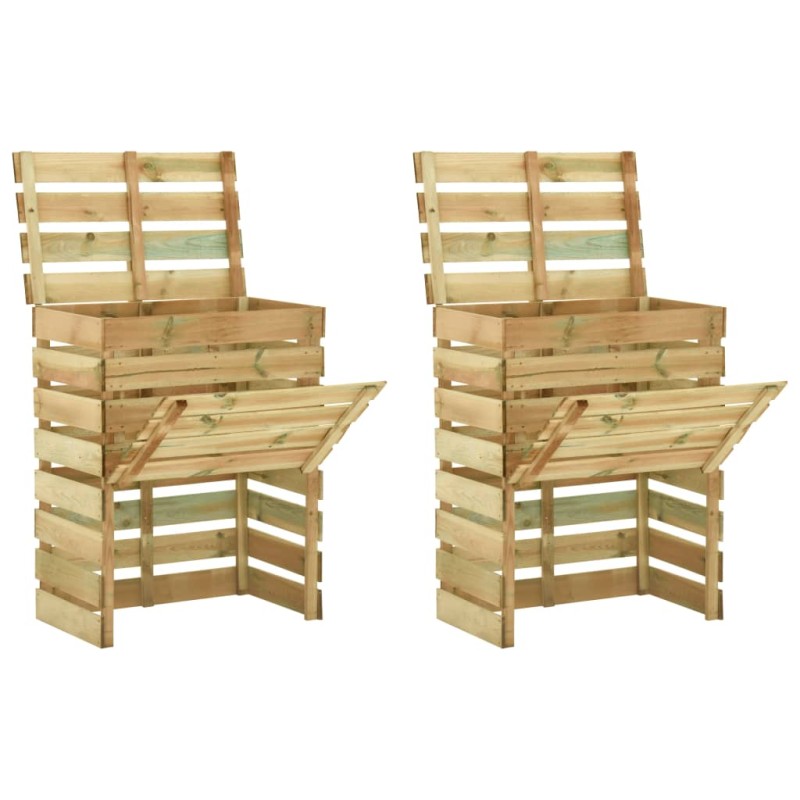 vidaXL Compostadores de láminas 2 uds madera de pino 80x50x100 cm vidaXL Compostadores de láminas 2 uds madera de pino 80x50x100 cm