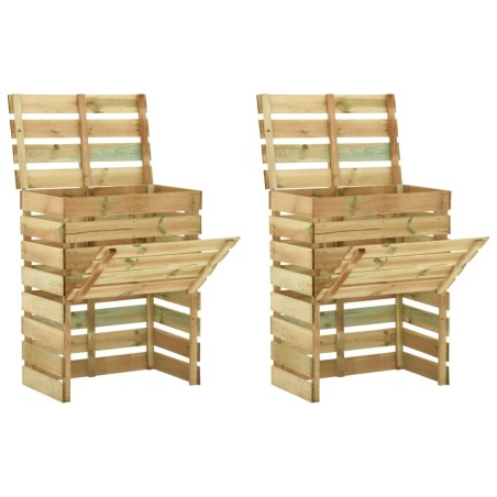vidaXL Compostadores de láminas 2 uds madera de pino 80x50x100 cm