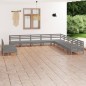 vidaXL Juego de muebles de jardín 11 piezas madera maciza de pino gris