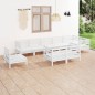 vidaXL Juego de muebles de jardín 9 piezas madera maciza pino blanco vidaXL Juego de muebles de jardín 9 piezas madera maciza pino blanco