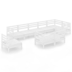 vidaXL Juego de muebles de jardín 9 piezas madera maciza pino blanco