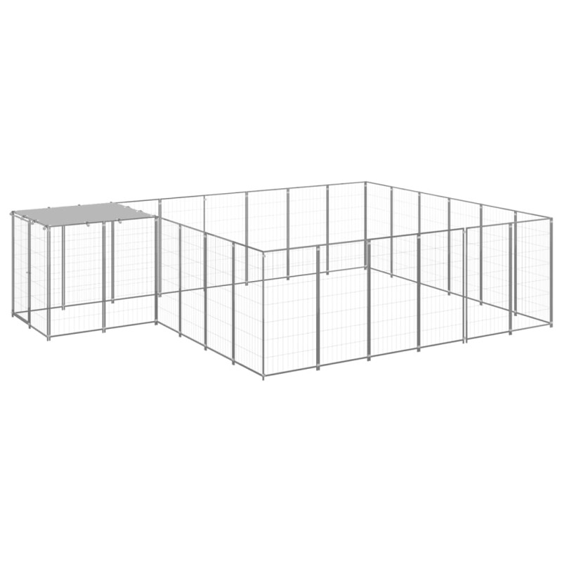 vidaXL Perrera plateada 12,1 m² acero vidaXL Perrera plateada 12,1 m² acero
