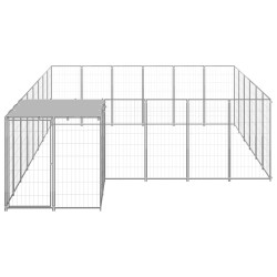 vidaXL Perrera plateada 12,1 m² acero  