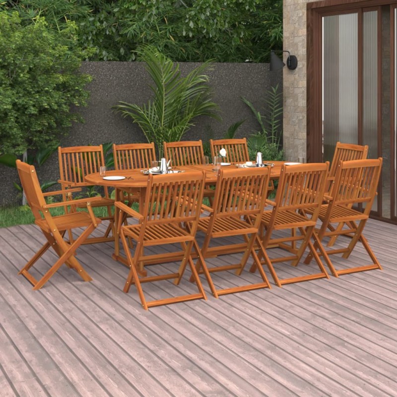 vidaXL Set de comedor de jardín 11 piezas madera maciza de acacia vidaXL Set de comedor de jardín 11 piezas madera maciza de acacia