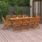 vidaXL Set de comedor de jardín 11 piezas madera maciza de acacia vidaXL Set de comedor de jardín 11 piezas madera maciza de acacia