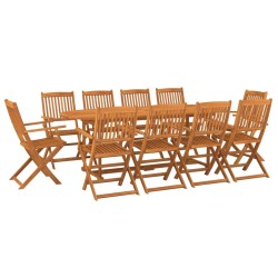 vidaXL Set de comedor de jardín 11 piezas madera maciza de acacia