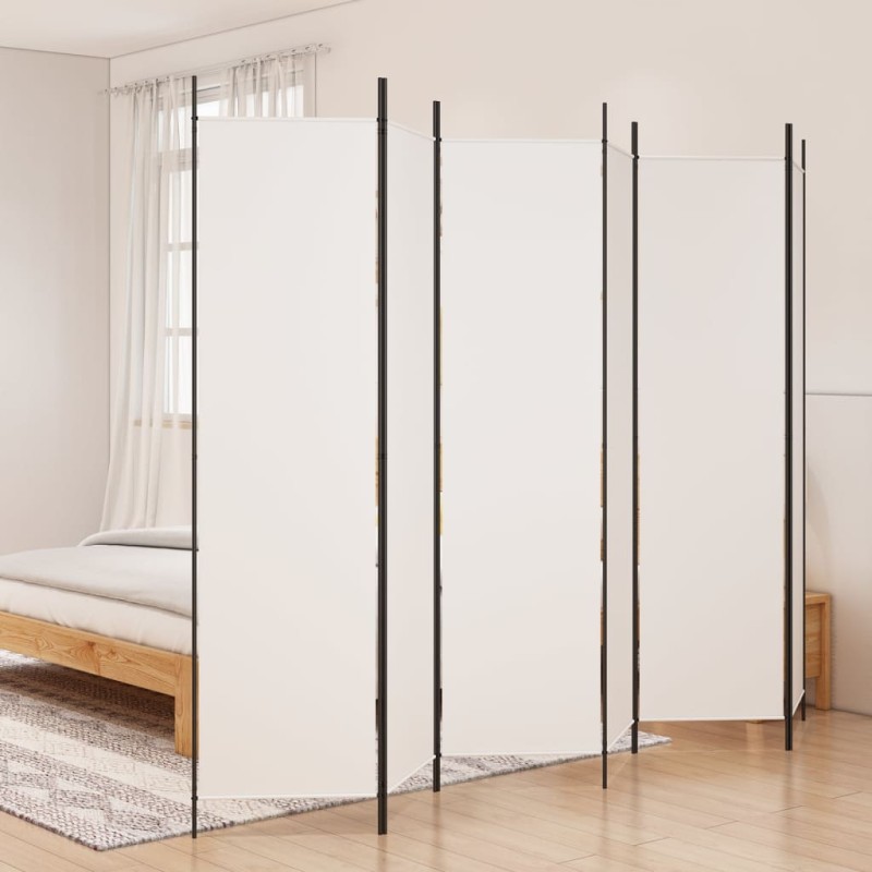vidaXL Biombo divisor de 6 paneles de tela blanco 300x200 cm vidaXL Biombo divisor de 6 paneles de tela blanco 300x200 cm