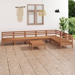 vidaXL Juego muebles de jardín 8 pzas madera maciza pino marrón miel