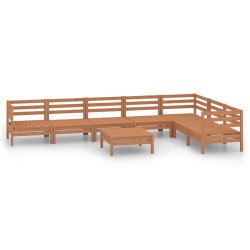 vidaXL Juego muebles de jardín 8 pzas madera maciza pino marrón miel