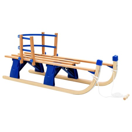 vidaXL Trineo de nieve plegable respaldo de madera 119 cm  