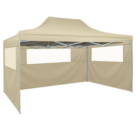 vidaXL Carpa pleglable con 3 paredes 3x4,5 m crema