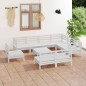 vidaXL Juego de muebles de jardín 10 piezas madera maciza pino blanco vidaXL Juego de muebles de jardín 10 piezas madera maciza pino blanco