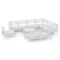 vidaXL Juego de muebles de jardín 10 piezas madera maciza pino blanco