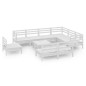 vidaXL Juego de muebles de jardín 10 piezas madera maciza pino blanco vidaXL Juego de muebles de jardín 10 piezas madera maciza pino blanco