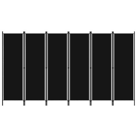 vidaXL Biombo divisor de 6 paneles negro 300x180 cm