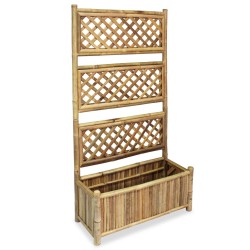 vidaXL Jardinera de jardín con enrejado bambú 70 cm