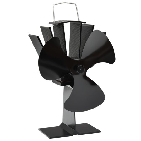 vidaXL Ventilador de estufa accionado por calor 3 aspas negro
