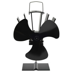 vidaXL Ventilador de estufa accionado por calor 3 aspas negro