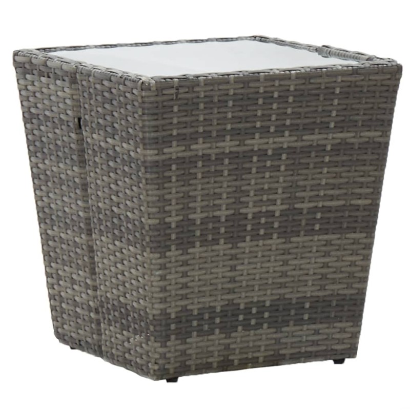vidaXL Mesa de centro ratán PE y vidrio templado gris 41,5x41,5x43 cm vidaXL Mesa de centro ratán PE y vidrio templado gris 41,5x41,5x43 cm