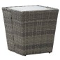 vidaXL Mesa de centro ratán PE y vidrio templado gris 41,5x41,5x43 cm vidaXL Mesa de centro ratán PE y vidrio templado gris 41,5x41,5x43 cm