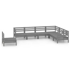vidaXL Juego de muebles de jardín 7 piezas madera maciza de pino gris