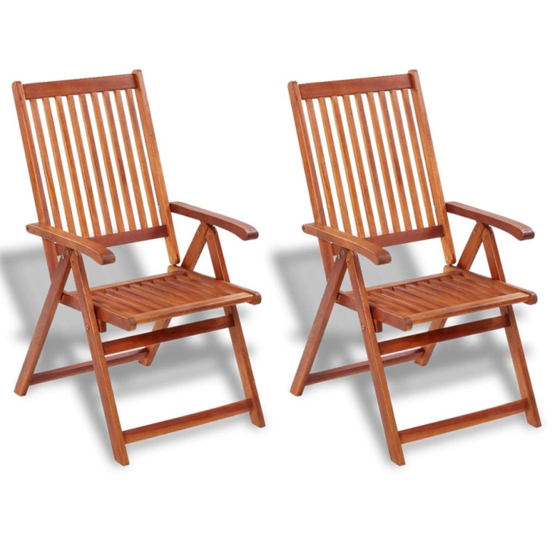 vidaXL Sillas plegables de jardín 2 uds madera maciza acacia marrón 